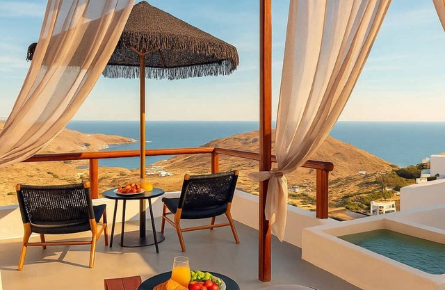 Santorini Luxury Suite w/Rooftop HotTub & SeaView
