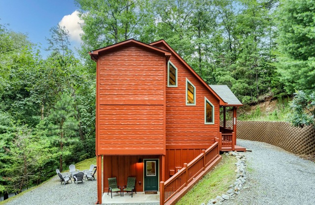 Secluded but Convenient Resort Cabin with Hot Tub, String Lights, and Fire Pit