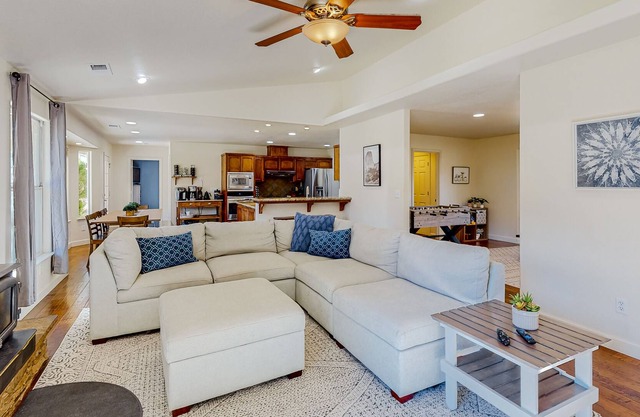 Secluded mountain-view home with large backyard, private pool, grill, & foosball