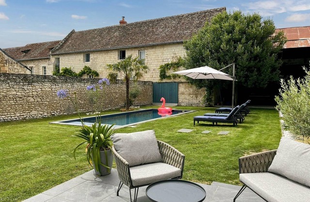 South Touraine village house with swimming pool near Chinon Azay 10 p
