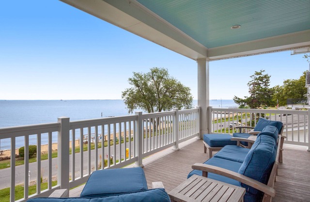 Spacious beachfront home with decks, gas grill, wet bar, gas fireplace, and W/D