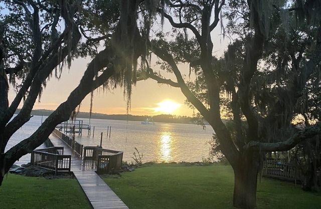 Spectacular Beaufort Waterfront Home with Private Beach, Dock and Sunsets
