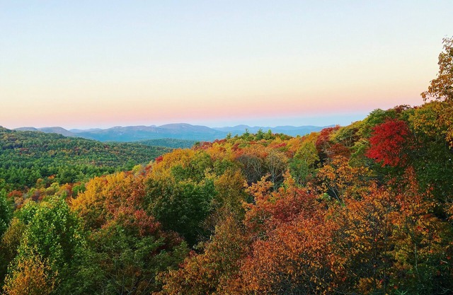 Spectacular views of the Blue Valley, steps from the Rabun Bald trailhead!
