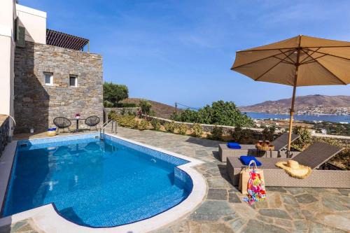 Stelios-Korina Villa with Pool and Stunning View in Syros Posidonia