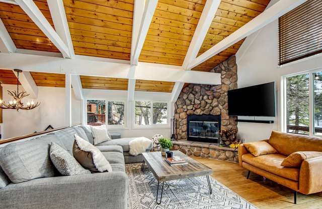 Stylish, lakefront home with fireplace, deck, grill & kitchen - dog-friendly