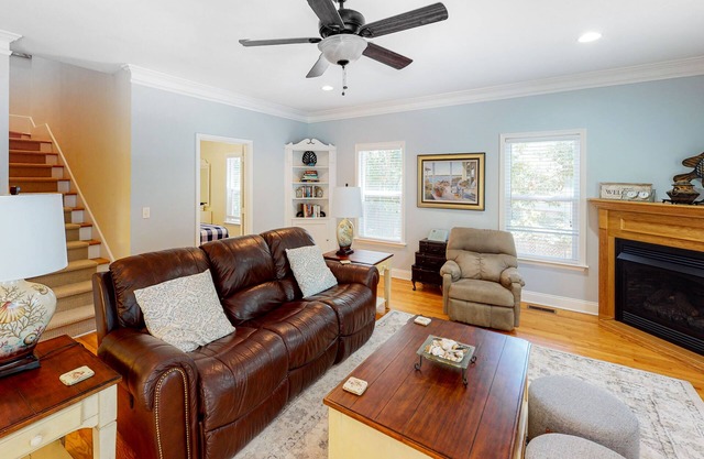 Sun-kissed home with AC, fireplace & W/D - short drive to the beach