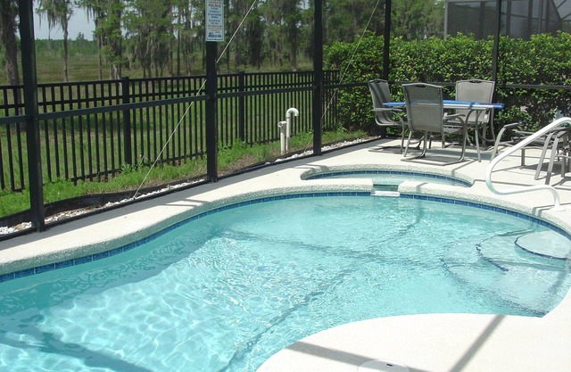 Sunset Ridge with game room and unspoilt view from pool and spa.