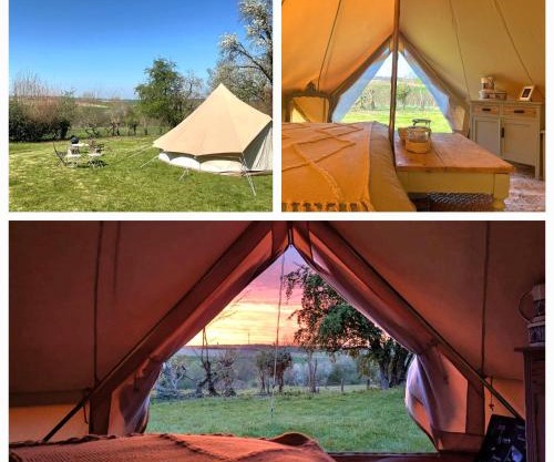 Tente glamping "bluebird" à la Ferme de la Chevêche
