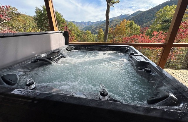 The Skylodge at Lake Logan! Mountain top Cabin Amazing Views Hot Tub Fireplace!