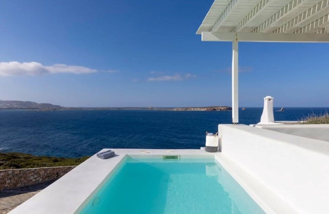Thea Villas Paros, Villa Turquoise, private pool, amazing view to the sea sunset