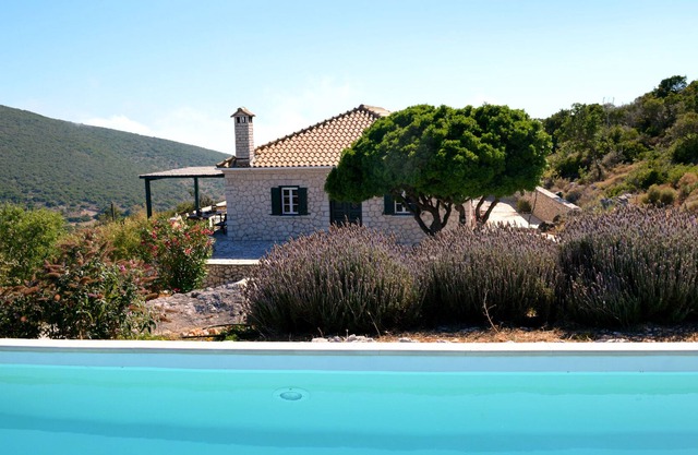 Urania, luxury villa Geofos, private pool, Ionian sea views from every room.