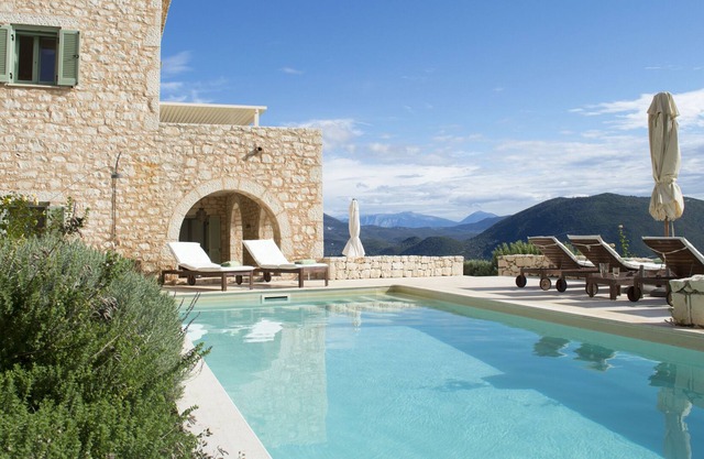 Urania, private, stone villa Eos, with pool, Jacuzzi, stunning sea views