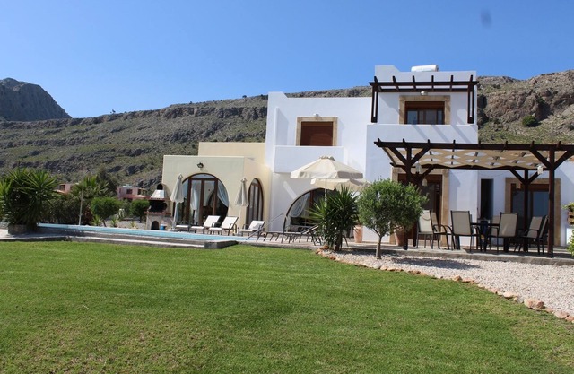 Villa Andreas Lindos, Lindos, Rhodes. Beautiful modern villa with LED lit pool