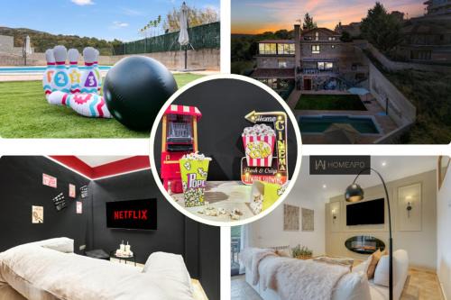 Villa de lujo de piedra, Cine para niños, Barbacoa, Vistas