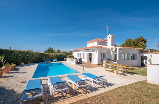 Villa with pool next to the beach in Es Canutells, Minorca