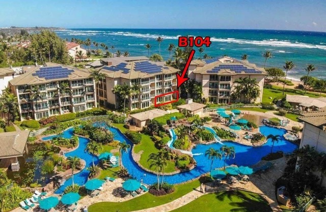 Waipouli Beach Resort B104 Ground floor ocean & pool view, 2 bed 3 bath sleeps 8