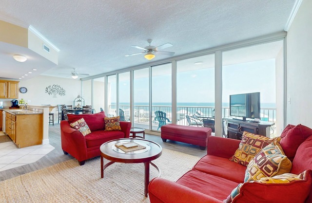 Waterfront condo with pool, piers & breathtaking balcony views