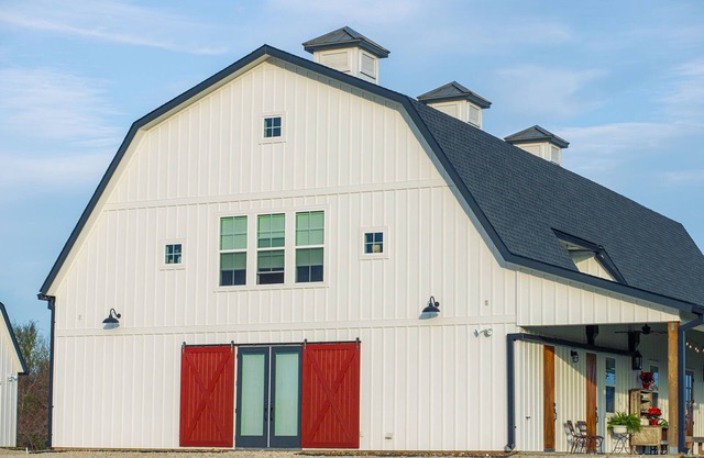 White Gambrel Style Barn