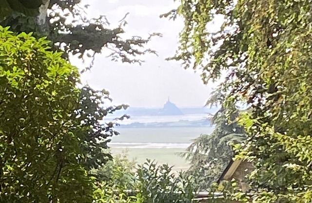 Wooden house overlooking Mont Saint Michel