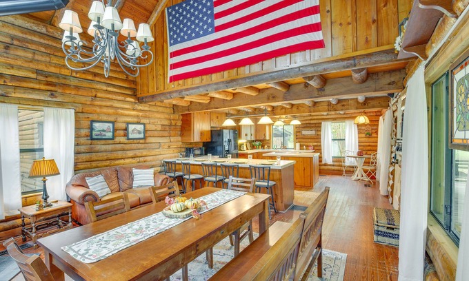 Log Cabin Cabin | 1 Mi to Lake: Log Cabin Retreat w/Fire Pit