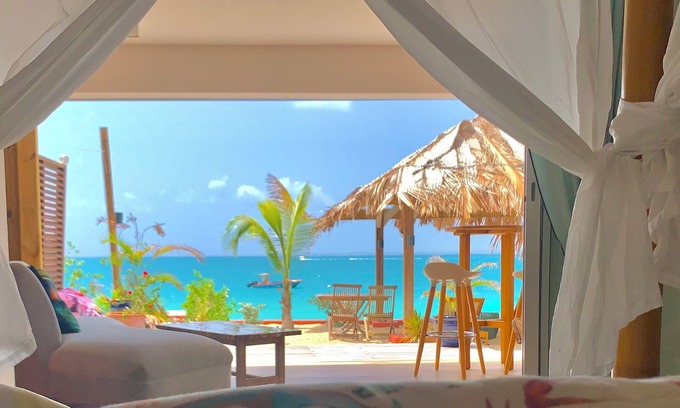 Grand Case Apartment | 1 or 2 bedrooms Beach Front Property with Private Garden overlooking the beach