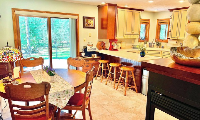 Manistee House | 10 acres of woodland PRIVACY: charming 3-bedroom home by Manistee w/WiFi, AC