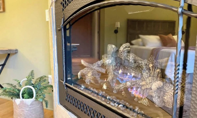 Port Angeles Apartment | #2 Alder Queen Room - Fireplace in Olympic Nat'l Pk