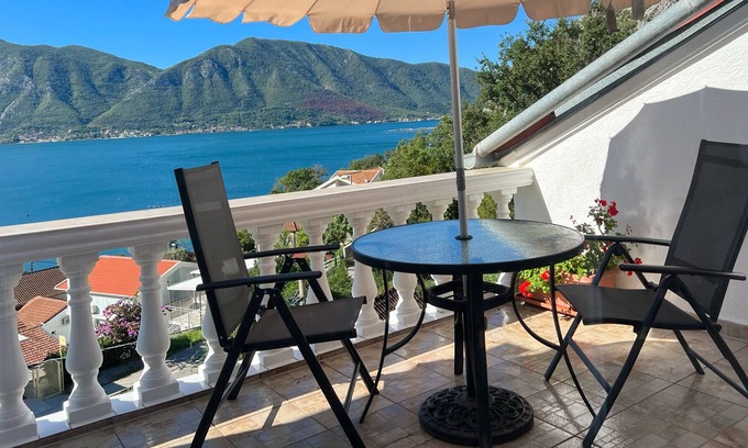 Donje Polje Apartment | 2 bedroom penthouse with 'wow' views over Kotor Bay - 80m to beach