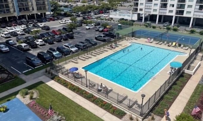North Ocean City Villa | 2 BR 2 BA Ocean Front Condo with side view of Ocean Pool, Elevator, Tennis