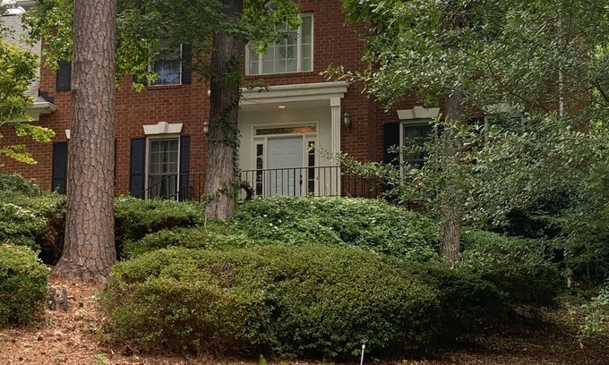 Evans House | 2-story home with grill, patio, outdoor dining, enclosed backyard, & fireplace