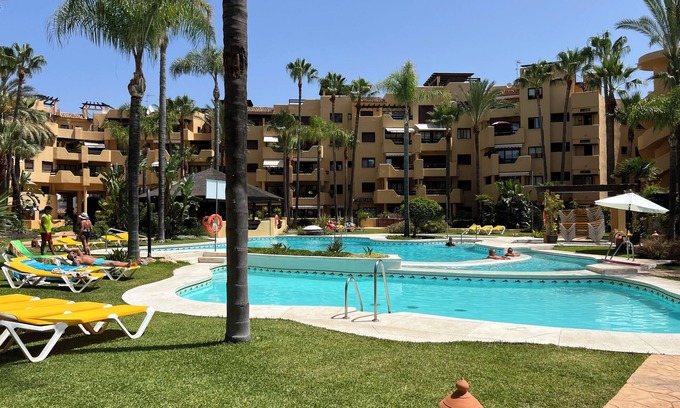 New Golden Mile Apartment | 2nd line lux beachside apartment with hot tub-3 sunny terraces and fibre wifi