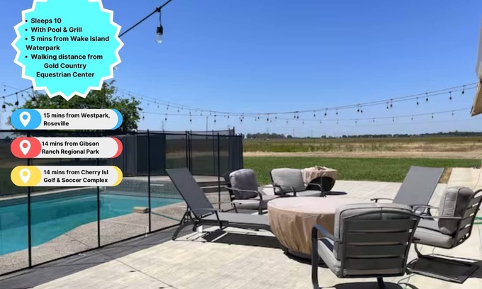 Elverta House | 4B/3B+Pool Cozy Home for Big Groups in Elverta🍃