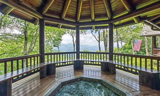 Waynesville Cabin | 4BR/4 1/2 BA, Covered deck with Hot-tub overlooking the mountains