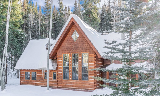 Mountain Village House | 4BR Lux Log Home Just Off Slopes: Hot Tub, Walk To Ski, 7 Beds