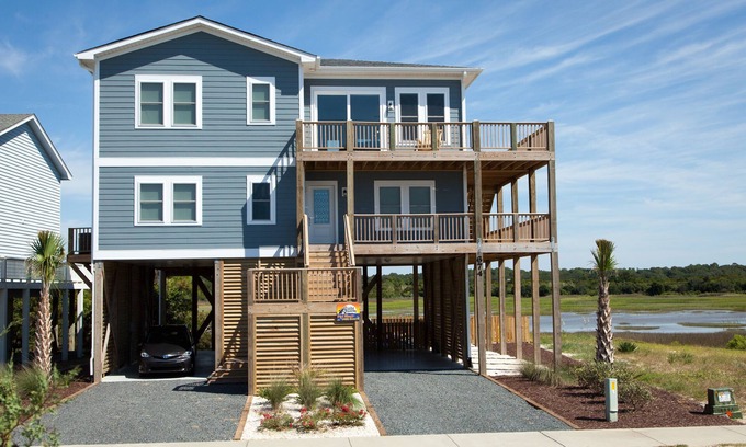 Holden Beach House | 5 Bedroom 2nd Row Home with Heated Pool and Spectacular Marsh and Ocean Views