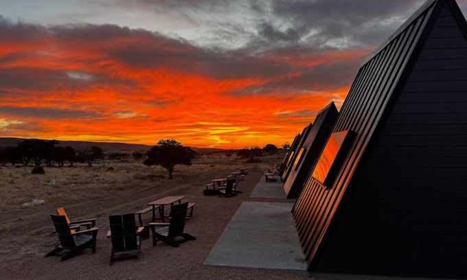 Teasdale Cabin | #53 Star-Gazing A-frame Cabin, King Bed, No Pets, Bathroom at bathhouse
