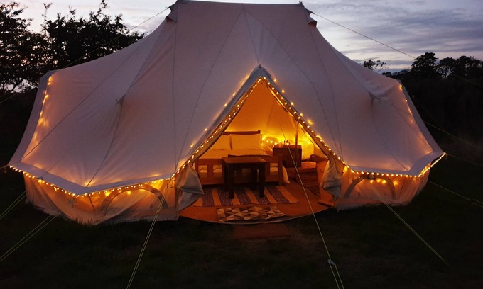 Saltburn-by-the-Sea Cabin | 6m Emperor tent, near Whitby, with log burner