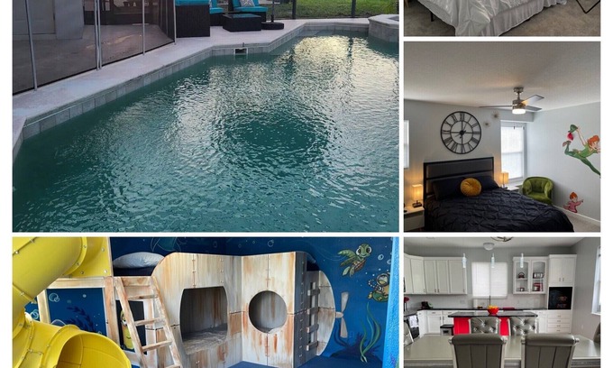 Windwood Bay House | 7/5 themed near Disney/pool/VR room/indoor slide