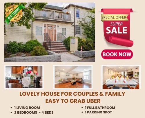 Quincy Apartment | 74R - 2BR Quincy - Romantic Stay near Wollaston Beach