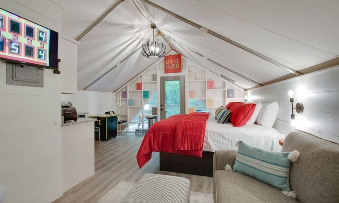 Groveoak RV Rental | #8 (Game Room) Luxury Glamping Tent Arcade Theme