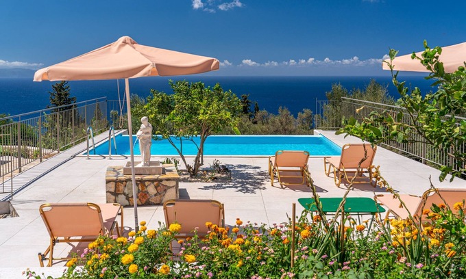 Vlachata Villa | A Beautiful 3 Bedroom, 2 Bathroom Villa with Private Pool, Stunning Sea Views, Air Conditioning, Wif