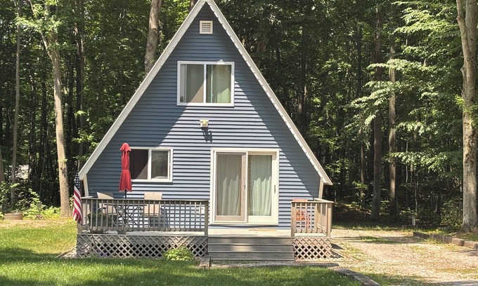 Ludington Cabin | A-Frame Cabin: Near Hamlin Lake, Pet Friendly, Trailer Parking
