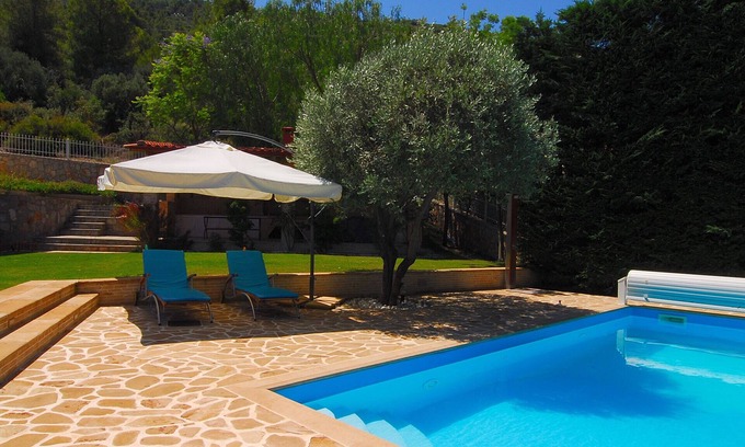 Theologos Villa | A Modern Peaceful Place With A Private Pool, Garden And Bbq