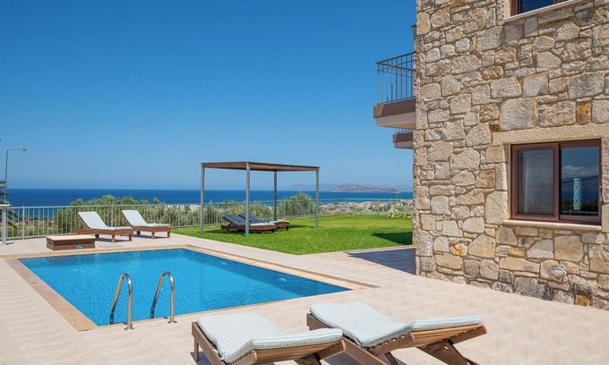 Kolymbari Villa | A stone villa with private pool and panoramic sea view