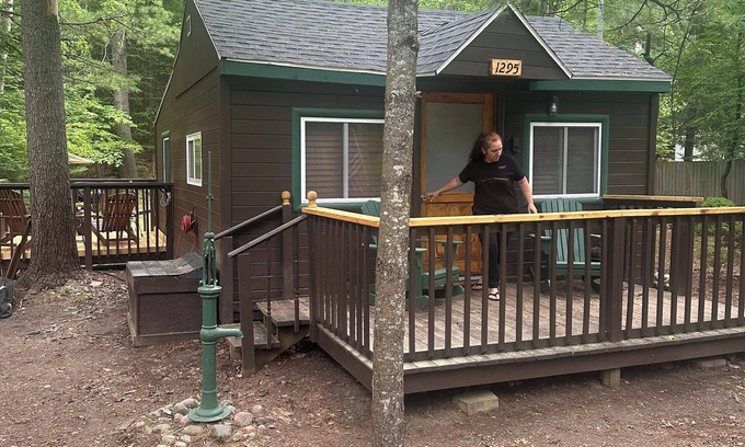 Mio Cabin | A Stream runs through it. Comfy little cabin with a stream by your bedroom.