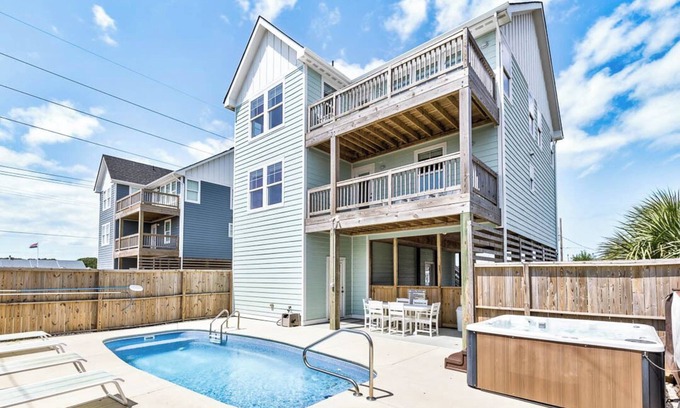 Colington House | A Summer Place Too | 1170 ft to the beach | Dog Friendly, Private Pool, Hot Tub