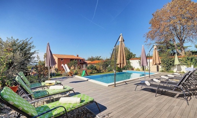 Kanfanar Apartment | Above the Limfjord lies this Apartment with pool