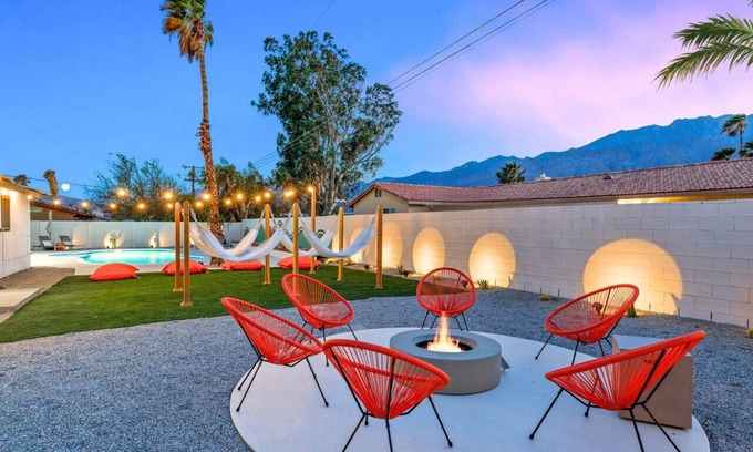 Racquet Club South House | Acacia Retreat by Rather Be Properties: Luxury Retreat- Heated Pool/Spa, BBQ & Yard Games