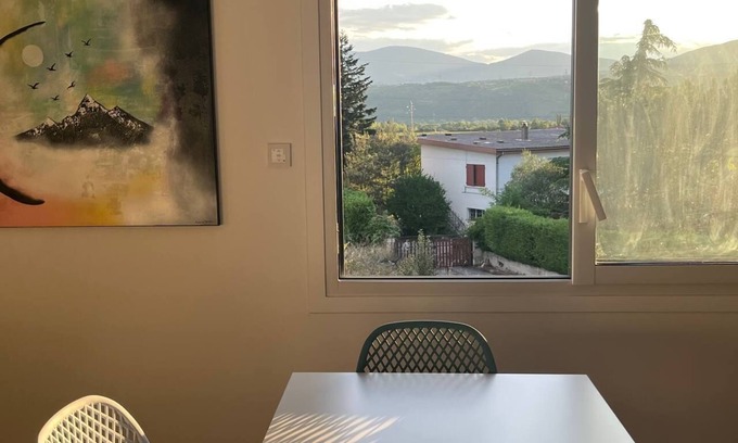 Saint-Clair-du-Rhone Apartment | Air-conditioned accommodation at the foot of Pilat. New. 6 to 7 passengers. fully equipped.