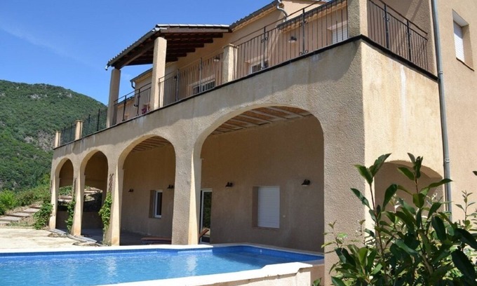 Vieussan House | Air-conditioned gîte with private pool, boules pitch, 5 minutes from the Orb river